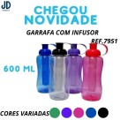GARRAFA SQUEEZE PLASTICA 600ML REF TOP0074
