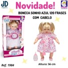 BONECA SONHO AZUL 120 FRASES COM CABELO